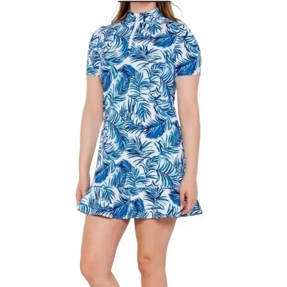 Tommy Bahama 1/4 Zip Tropical Print Golf Tennis Dress with Shorts - Picture 1 of 9